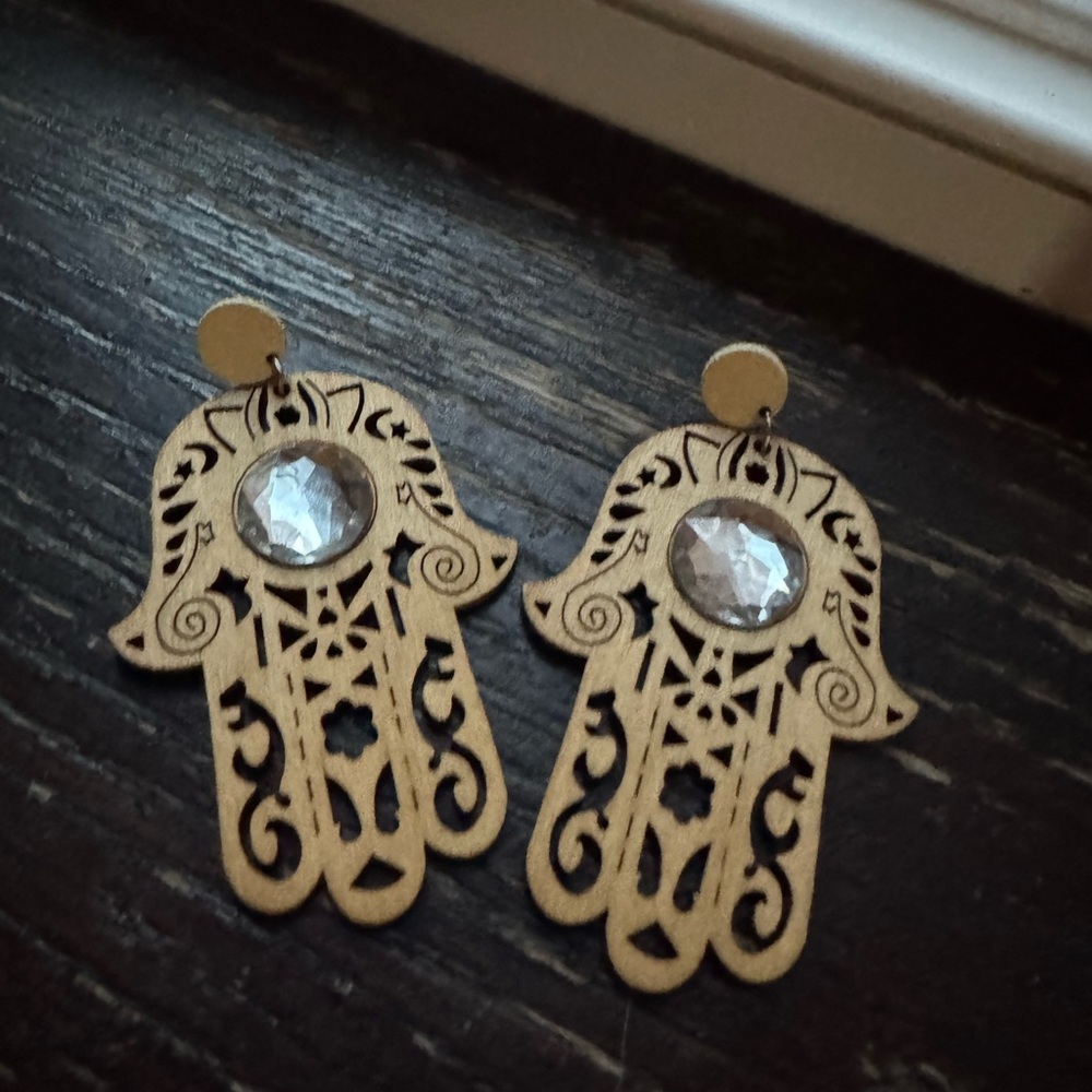 Hamsa Hand Earrings with Intricate Design